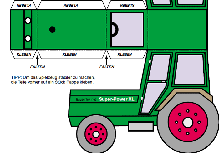 Bastelbogen Traktor